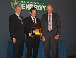 PECASE awardee Dr. Pablo Jarillo-Herrero with Deputy Secretary of Energy Daniel B. Poneman and Director of the Office of Science, Dr. William Brinkman
