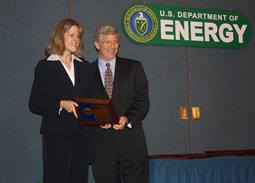 PECASE awardee Dr. Heather Whitley with Deputy Secretary of Energy Daniel B. Poneman
