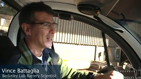 Berkeley Lab Battery Scientist, Vince Battaglia driving an EV