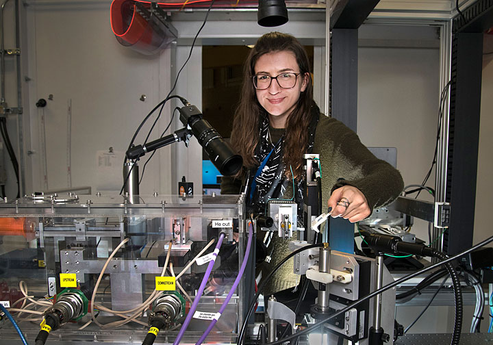 Catherine Trewhella at the Submicron Resolution X-ray Spectroscopy (SRX) beamline at the National Synchrotron Light Source II (NSLS-II) at Brookhaven Lab.