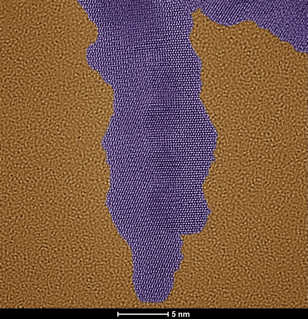 Purple nanoparticle on gold background looks like a cloud dripping from the top.
