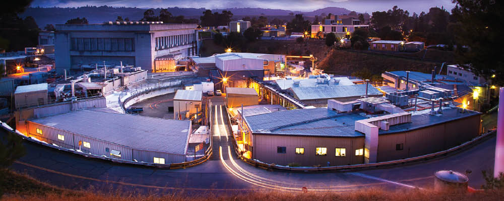 The Stanford Synchrotron Radiation Light Source Facility at Dusk.