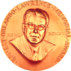 Copper coloured Lawrence Award medal